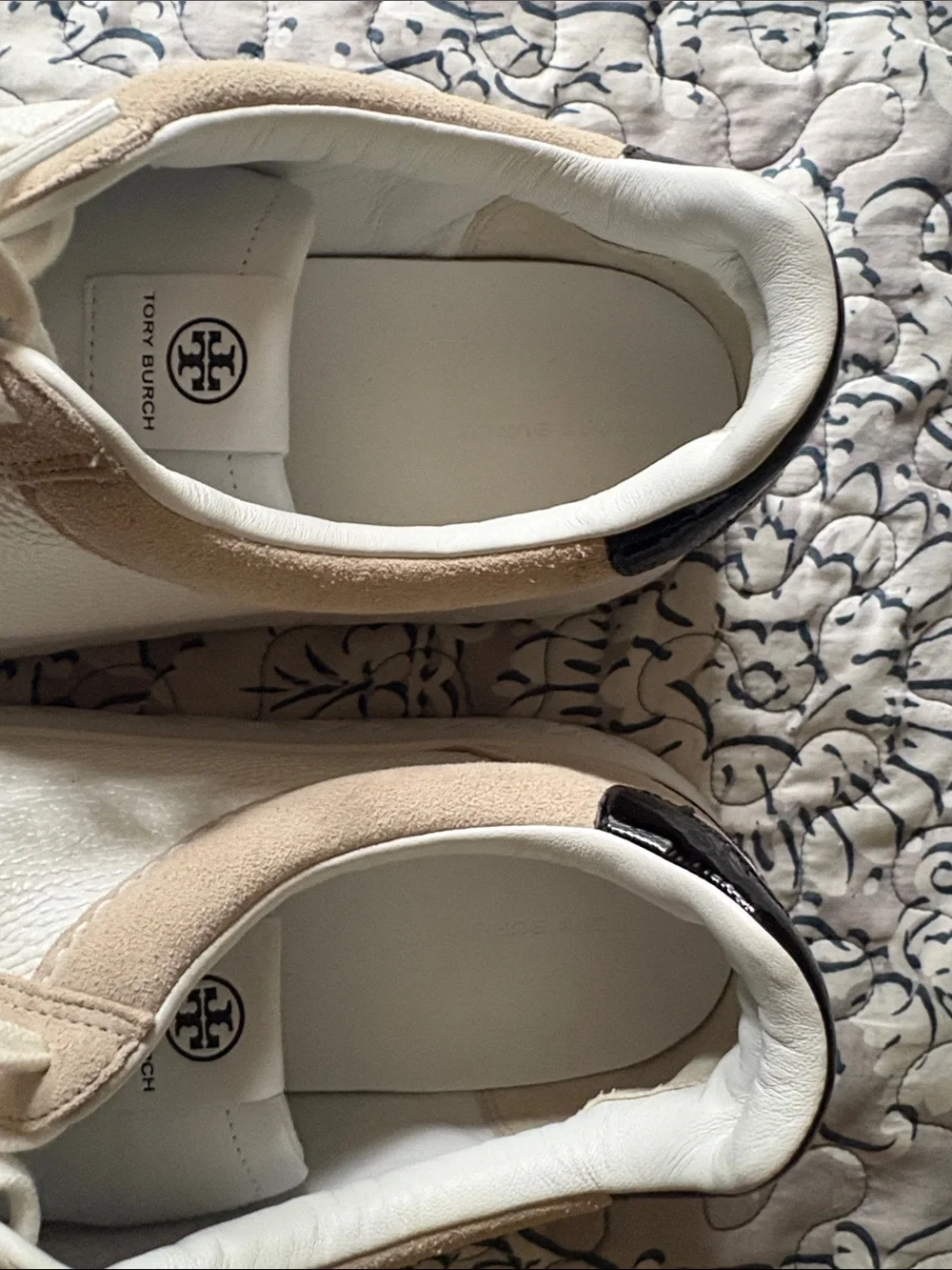 Tory Burch size 13 Ladybug Women's White and Beige Lace-Up Sneakers